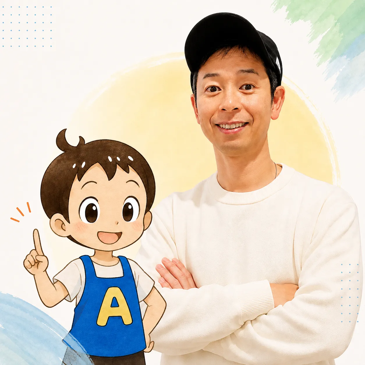 いっとん(糸永寛道)とキャラクターの保育士A