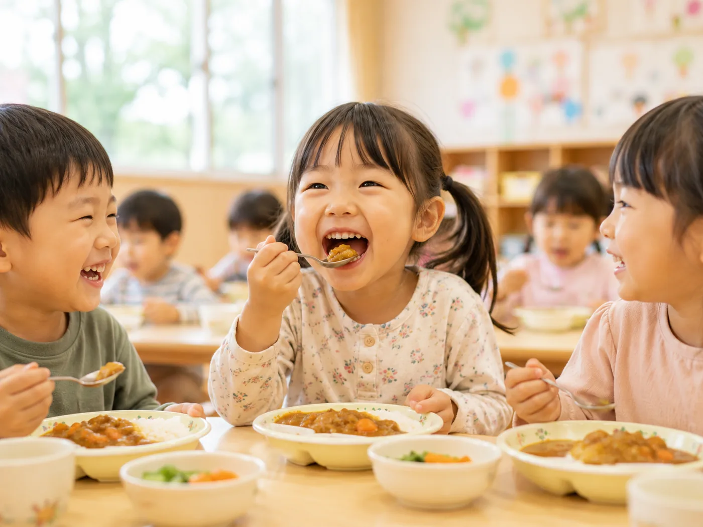 木のぬくもりがある明るい保育室